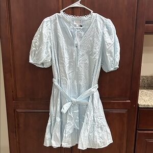 Sugarlips Light Blue Textured Dress with Pockets